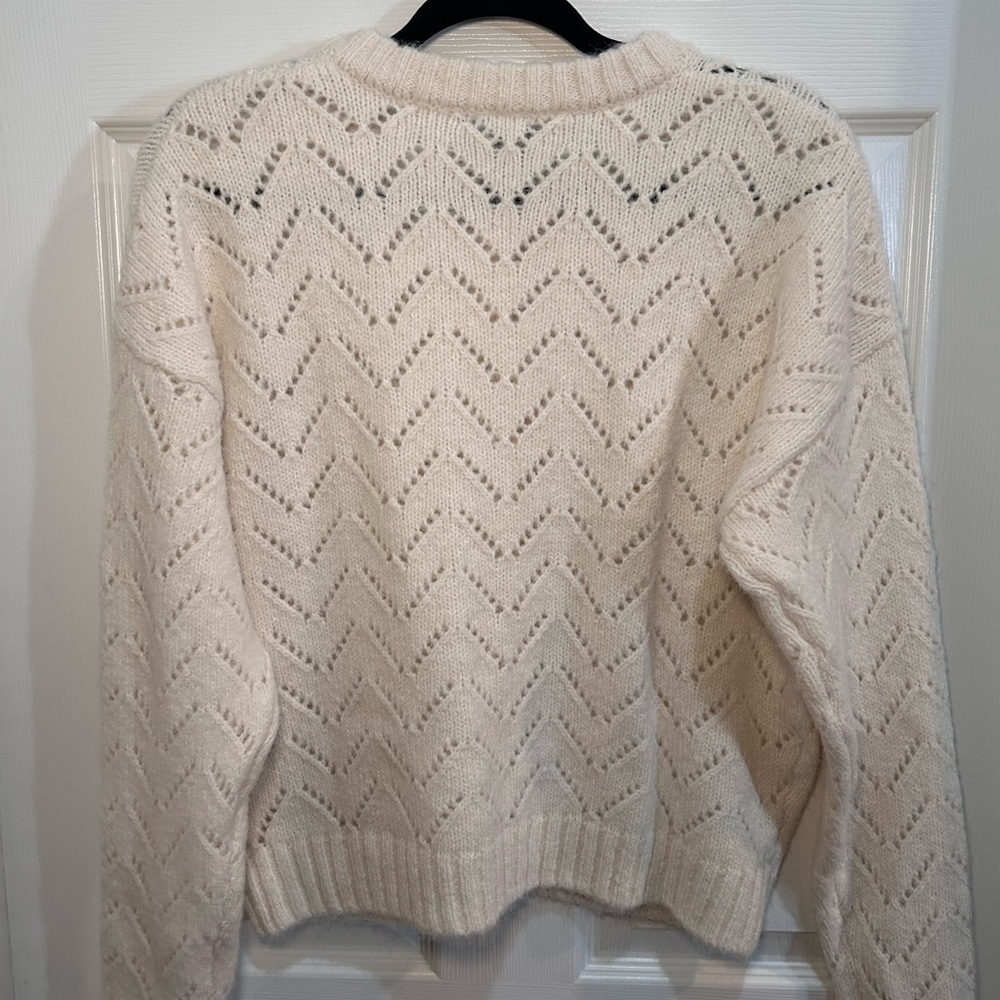 Gap Cream Openwork Knit Button-Front Cardigan - image 8